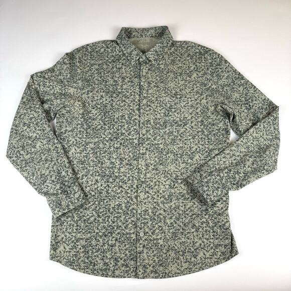 Lululemon mens large button down shirt green abstract print long sleeve - Picture 6 of 8